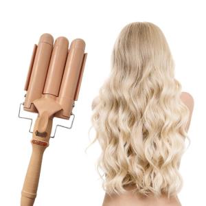 China Beach Wave PTC Heater 3 Barrel Hair Curling Iron , 32mm Triple Barrel Curling Iron wholesale