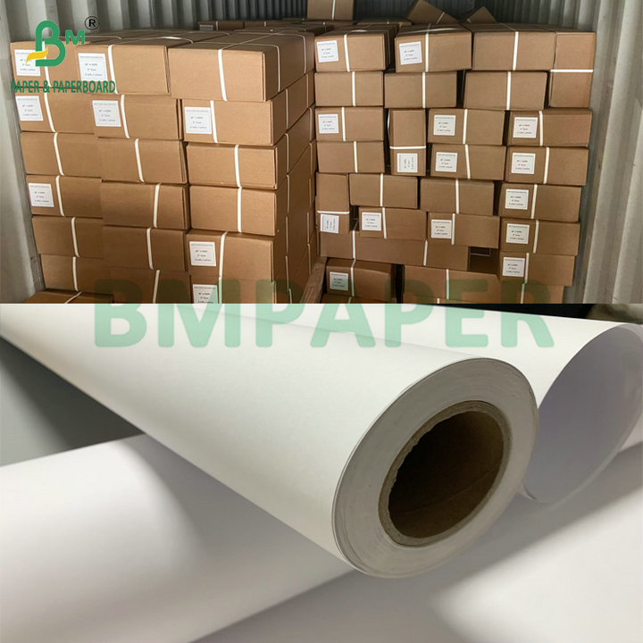 Uncoated White 20lb CAD Bond Paper For Inkjet Printing 36" X 300' 3 Rolls Per Carton