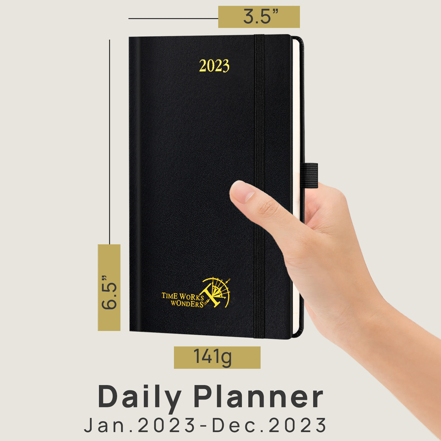 4.25" X 6.75" Mini Weekly Planner Black Hardcover Case Bound For 2023