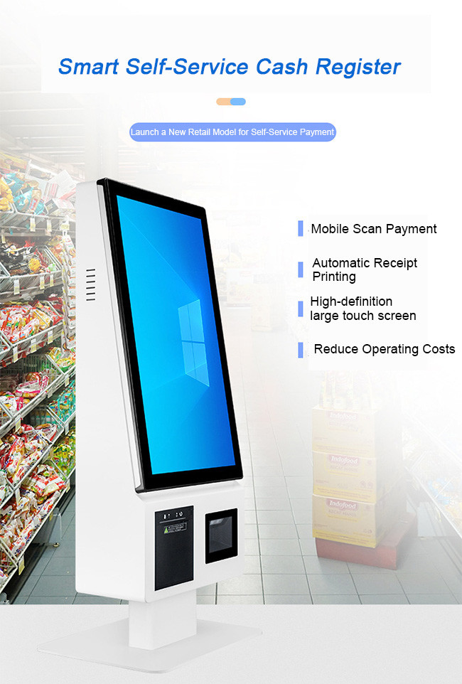 21.5" Customer Service Kiosk Touch Screen Foodservice Kiosk Self Ordering