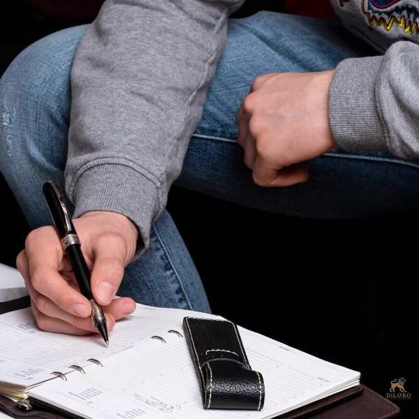 Single Pen Case Holder Sleeve Thick Buffalo Full Grain Leather (Buffalo Light Tan)