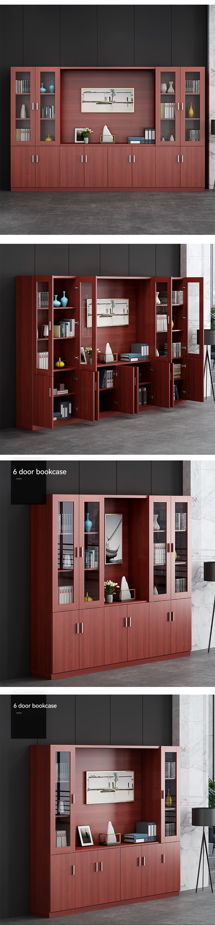 Stylistic Wooden Office Bookcase File Data Cabinet for Commercial Storage and Display