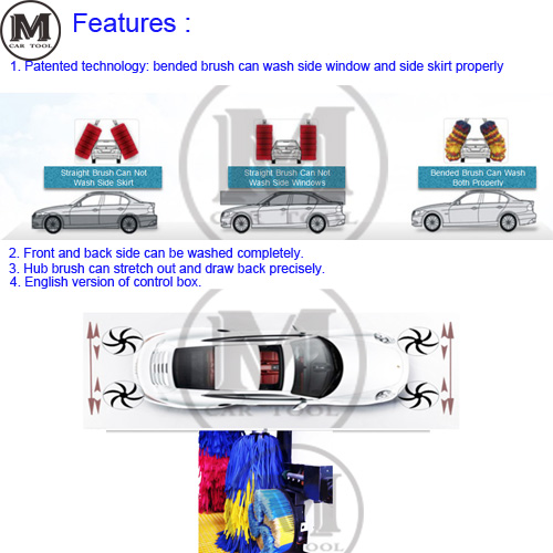 Stainless Steel Tunnel Type Automated Car Wash Systems With 9 Brushes