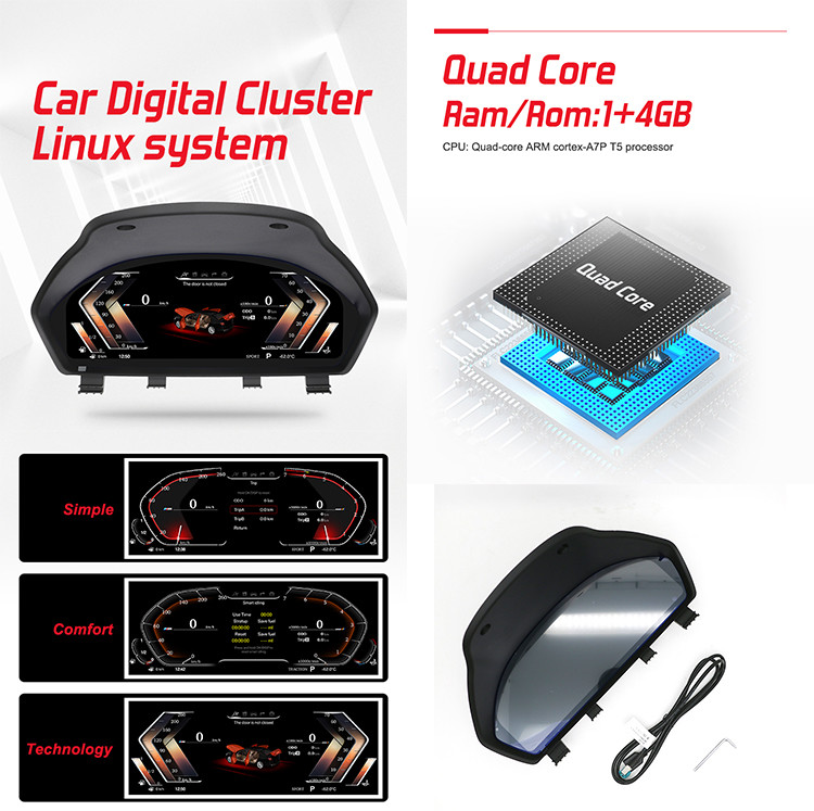 Digital Dash Cluster For BMW F30 Digital Speedometer With 12.3inch IPS Screen Easy Installation