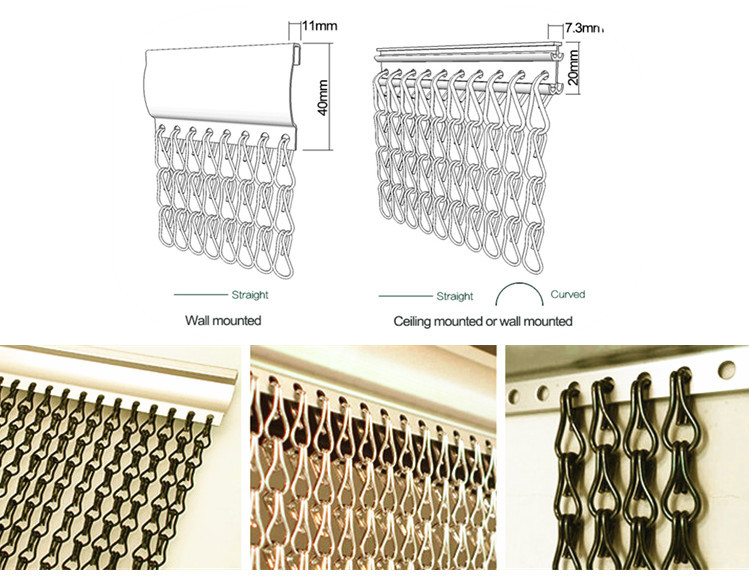 Double Hook Aluminium Chain Door Fly Screen Curtain Various Patterns
