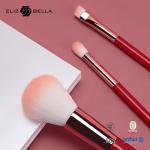 3pcs Private Logo Cosmetic Makeup Brush Set With Synthetic Hair Red Wooden