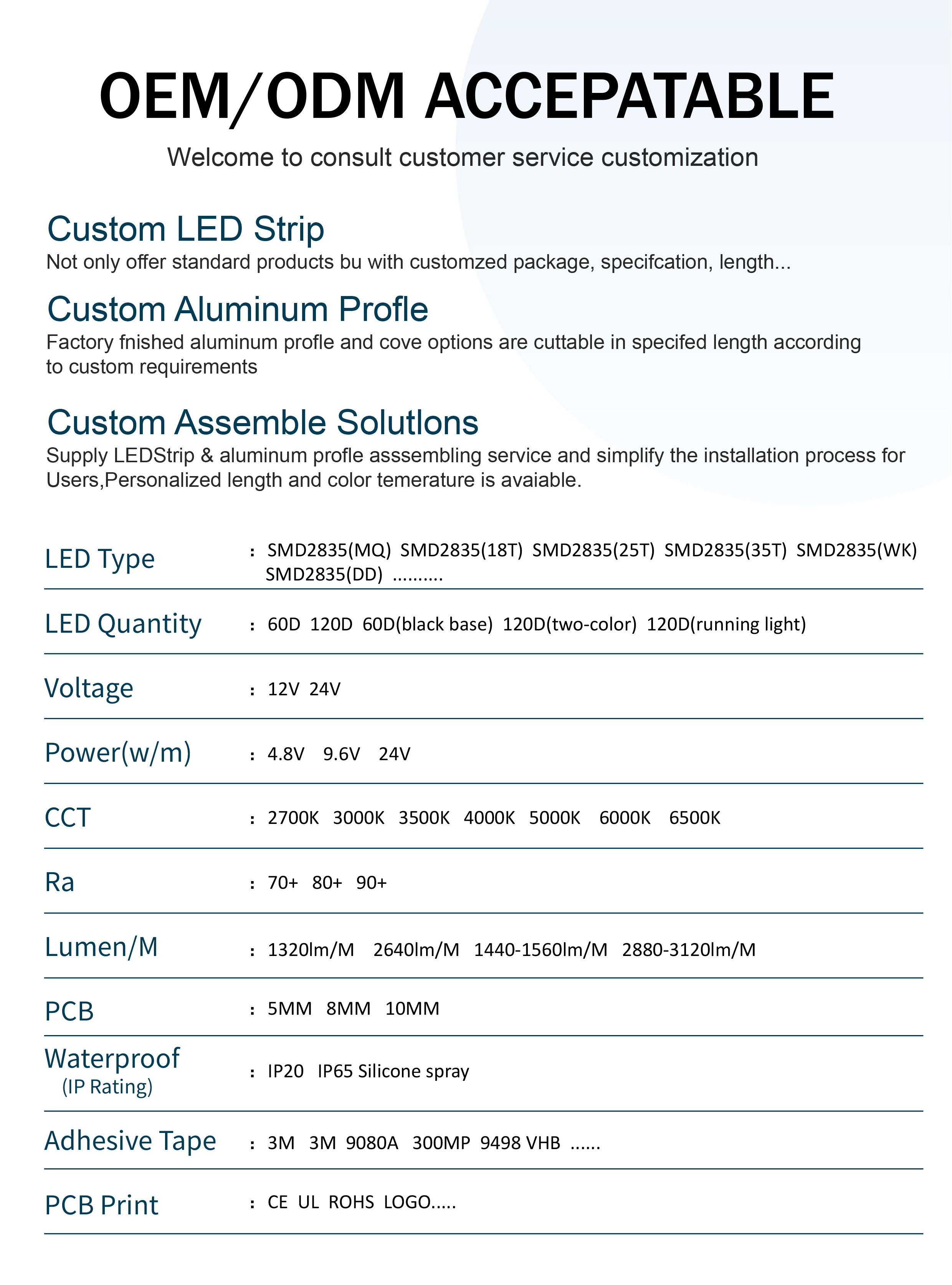 12v24v 8mm 608leds 3000K 4000K 6500K CCT Electroplate Dual Color COB Led Strip Light