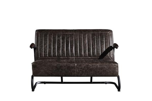 Iron Frame 2 Seater Leather Sofa Metal Legs Solide Wood Armrest Office