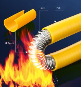 China DN15 Stainless Steel Gas Hose , Fireproof corrugated flexible metal hose OD 18.5mm wholesale