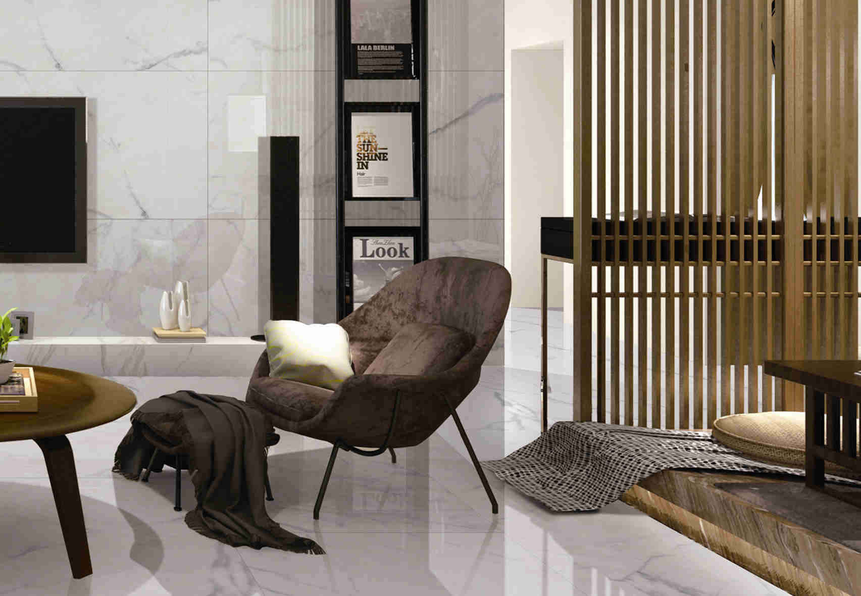 High Standard Marble Look Porcelain Tile , White Polished Porcelain Tiles