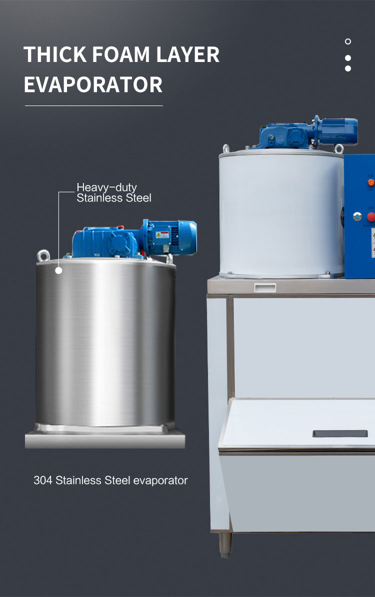 300kg/24h Seawater Flake Ice Machine Commercial Stainless Steel Frozen Snow Cone Maker