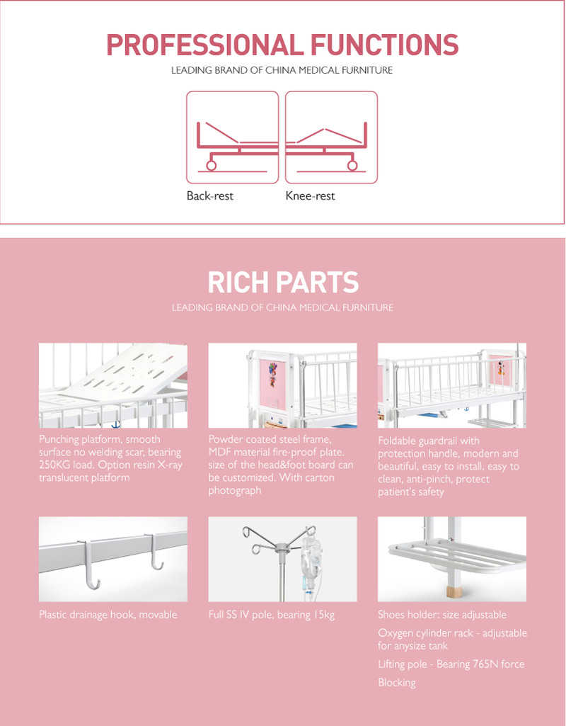 2 Cranks 2 Function Newborn Medical Crib Adjustable Nursing Child Hospital Bed Stainless Steel Manual Babies Pediatric Bed