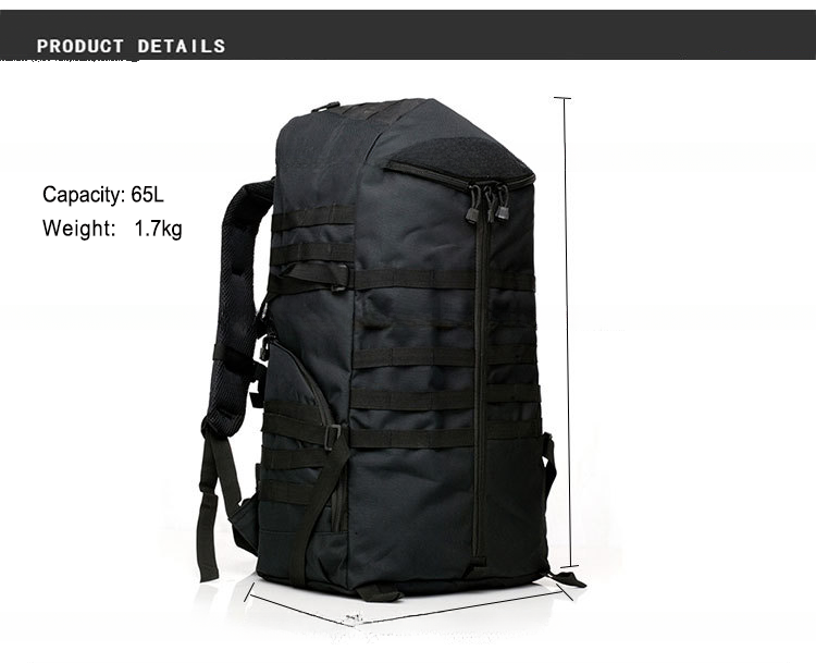 Multicolor 60*38*29cm Outdoor Training Camping Waterproof Backpack With Molle System
