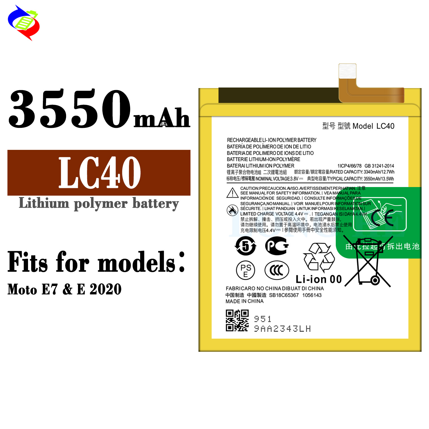 ODM Motorola LC40 4.4V 3550mAh Lithium Polymer Battery for Replaceable Charging