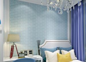 China Blue Self Adhesive 3D Brick Effect Wallpaper Non Woven Materials , Pre - Pasted wholesale