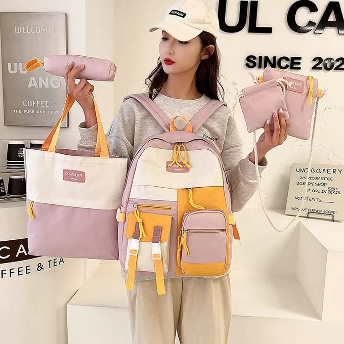 Canvas Backpack School Bag Sets Waterproof Travel Teenagers Backpacks