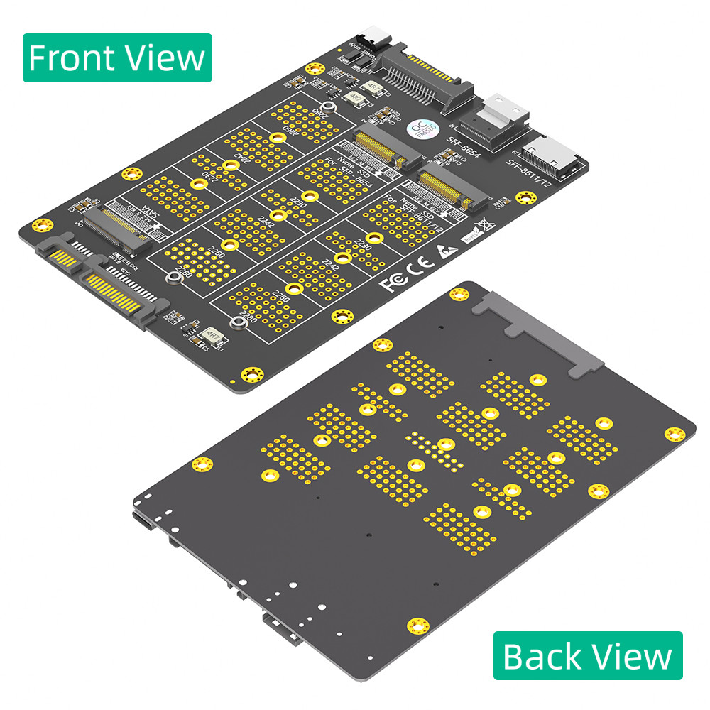 3 in 1 Combo M.2(NGFF) NVMe SSD/SATA-Bus SSD to SFF-8611/8612 8654/and SATA Adapter