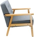 Grey Living Room Armchair Retro Modern Lounge Fabric Sofa Wooden Chair