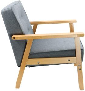 China Grey Living Room Armchair Retro Modern Lounge Fabric Sofa Wooden Chair wholesale
