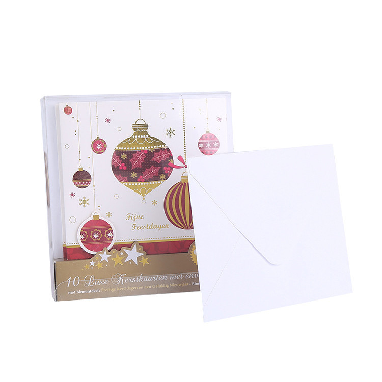 Factory Directly Merry Christmas Greeting Card with Envelope Packed in PVC / PET Box