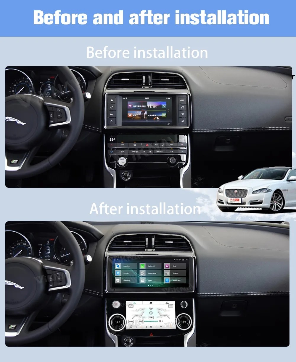 10.25 Inch Head Unit For 2016-2019 Jaguar XE XEL F-PACE 128G Navigation GPS Multimedia DVD Player Wireless Carplay