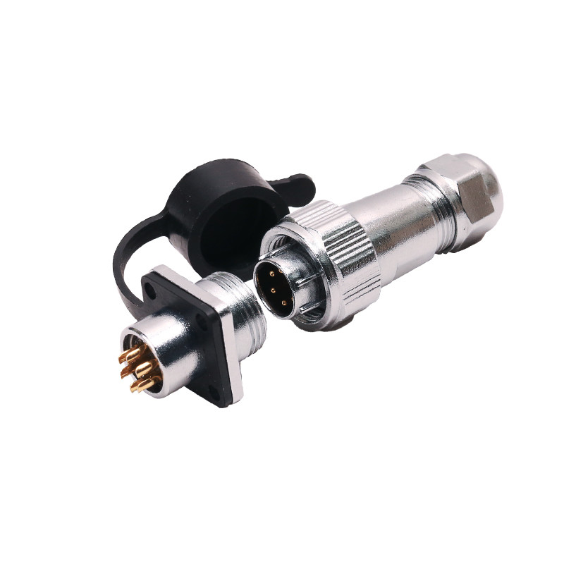 Metal Shielded 6 Pin Waterproof Connector , Female Panel Mount Connector With Solder