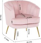 Modern Accent Barrel Velvet Dining Chairs With Golden Legs For Living Room