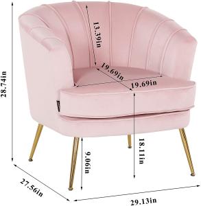 China Modern Accent Barrel Velvet Dining Chairs With Golden Legs For Living Room wholesale