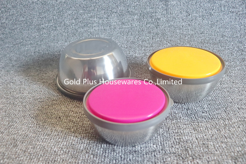 Heat Insulated Beat Eggs Stainless Steel Bowl With Cover 12cm 14cm 16cm