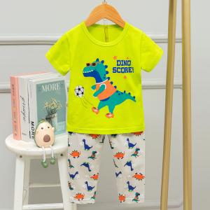 China Cartoon Childrens Dinosaur Pyjamas Spring And Summer Korean Short Sleeve Pyjamas wholesale