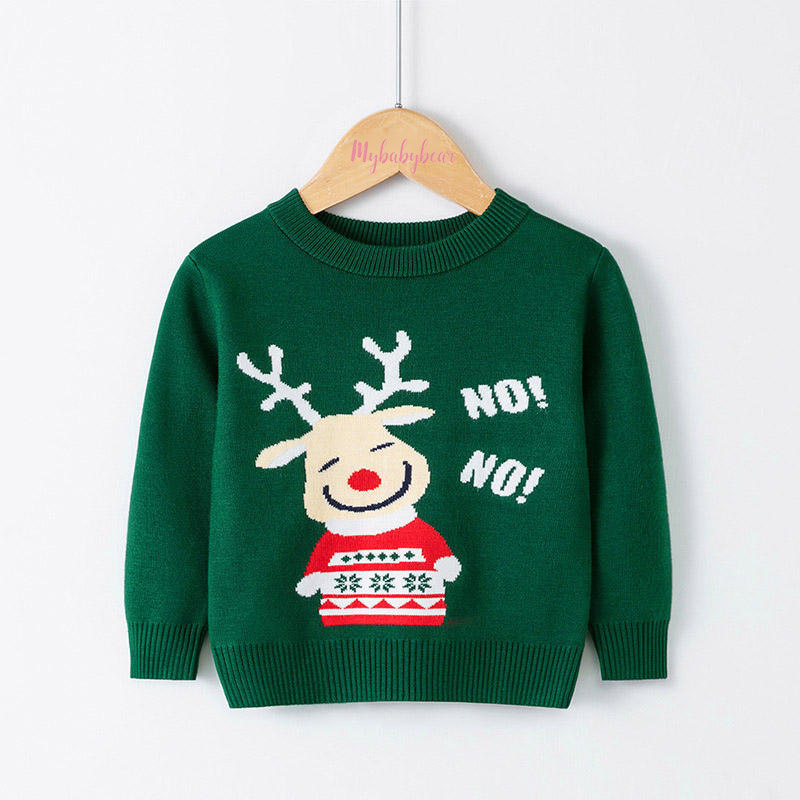 Wholesale Custom Winter Children's Pullovers Elk Snowflake ugly Christmas Sweater For Kids baby Christmas clothes