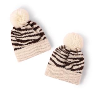 China Trendy Striped Pom Pom Hat Knitted Hat For Women And Men wholesale