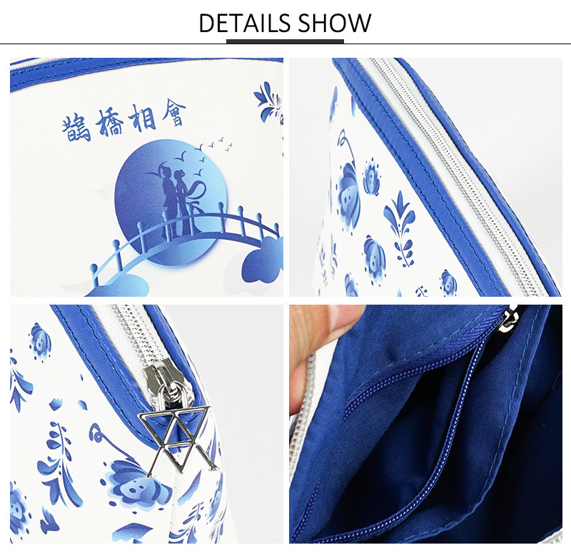 Zipper Closure PU Leather Cosmetic Purse Bag