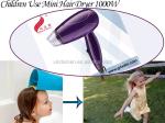 1000W Hairstyle Kids Hair Dryer , Electric Plastic Foldable Blow Dryer