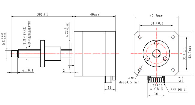 1.8 Degree NEMA 17 Stepper Motor Tr8*4 40mm Body 2.0A For Mechanical Processing