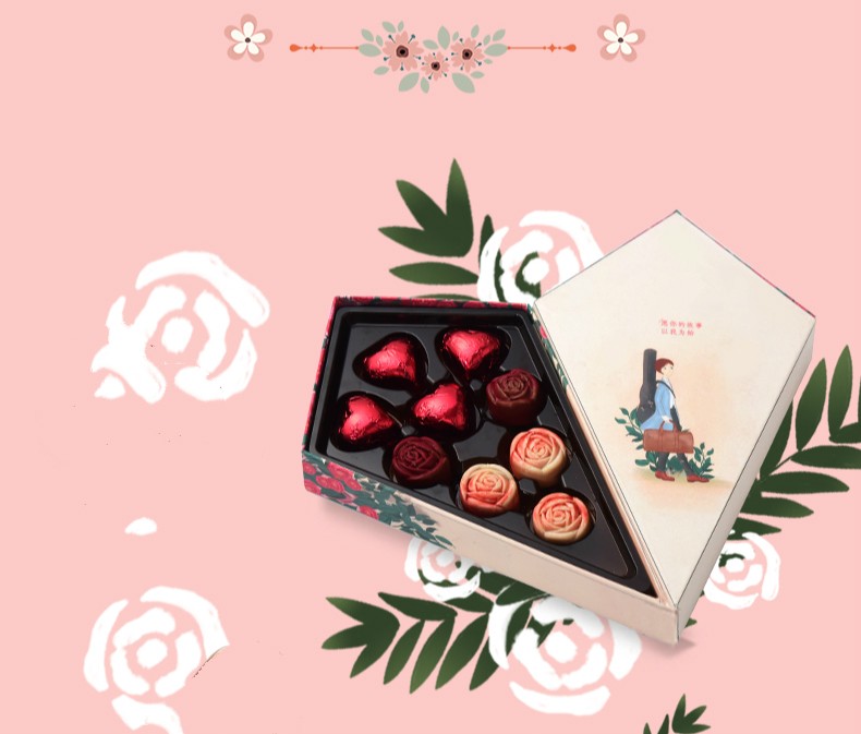 Custom Wrapping Chocolate Boxes Paperboard Liner Half Heart Kite Shape