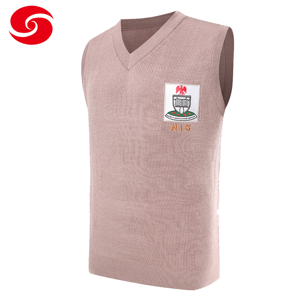 Wholesale Nigeria Immigration Service V-Neck Army Men Wool Sweater Vest