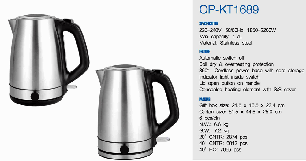Electric Kettle with Automatic Shut-Off and Boil-Dry Protection