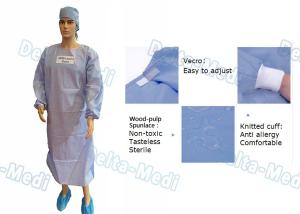 China Wood Pulp Spunlace Sterile Disposable Surgical Gown With Knitted Cuff wholesale