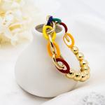 Lover'S Stainless Steel Men Bracelet Elastic Rope Yellow Gold Inner Diameter 7