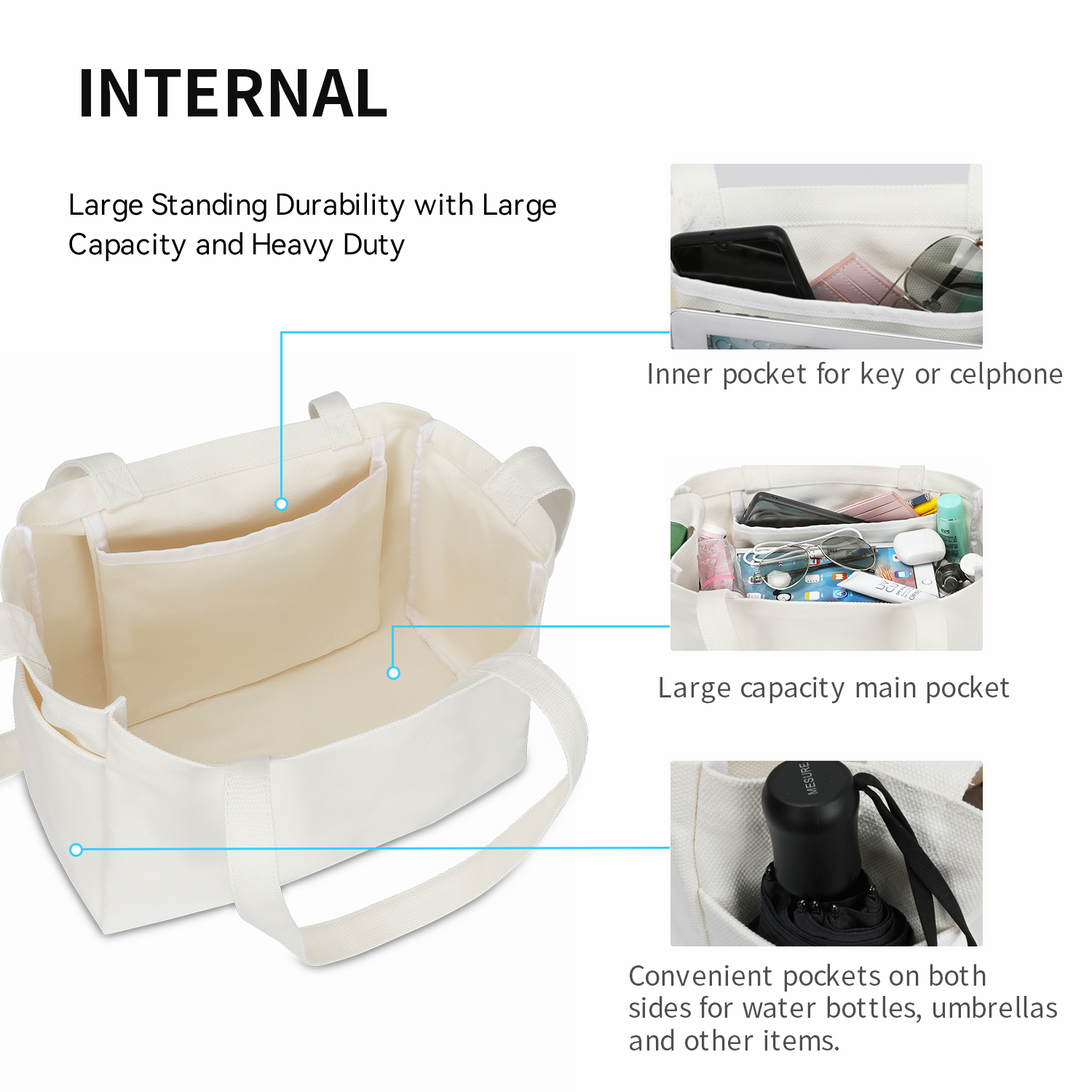 Foldable Grocery Canvas Reusable Shopping Bag Totes Long Handle 4.4x6.7x11"