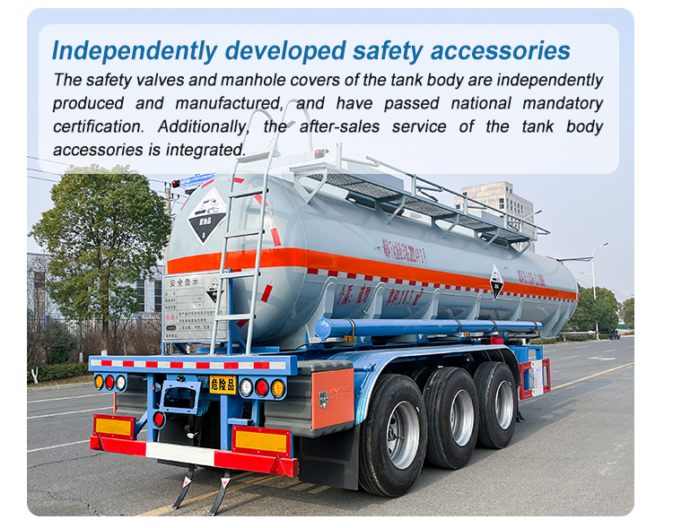 Tri Axle Concentrated Sulfuric Acid Tanker Semi Trailer For Chemical Transport