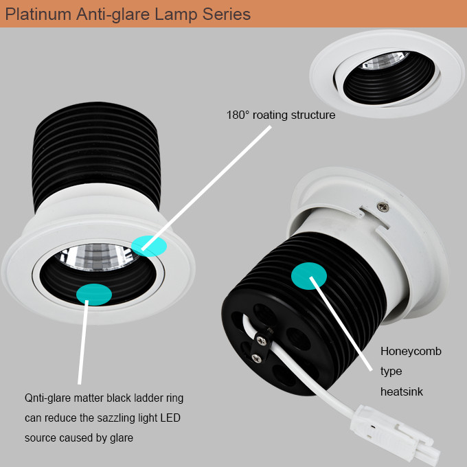 High Lumen 60W 6000Lm 205mm cut out 180 degree adjustable of Led recessed downlight 3 year warranty
