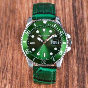 China 1.6 Inch Water Resistant Green Leather Watch 3ATM wholesale