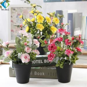 China Small Artificial Green Plants , 28cm Height Plastic Bonsai Rose Plant wholesale