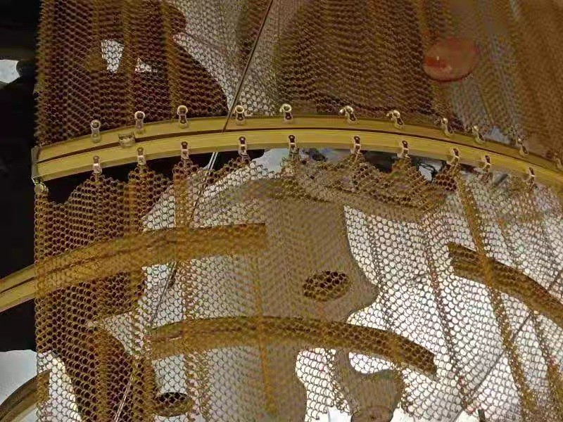 Aluminium Chain Link Metal Mesh Curtain Copper Color For Hotel Decoration