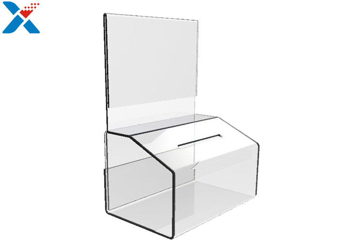 Custom Clear Acrylic Sign Holders Transparent Election Ballot Box With Lock