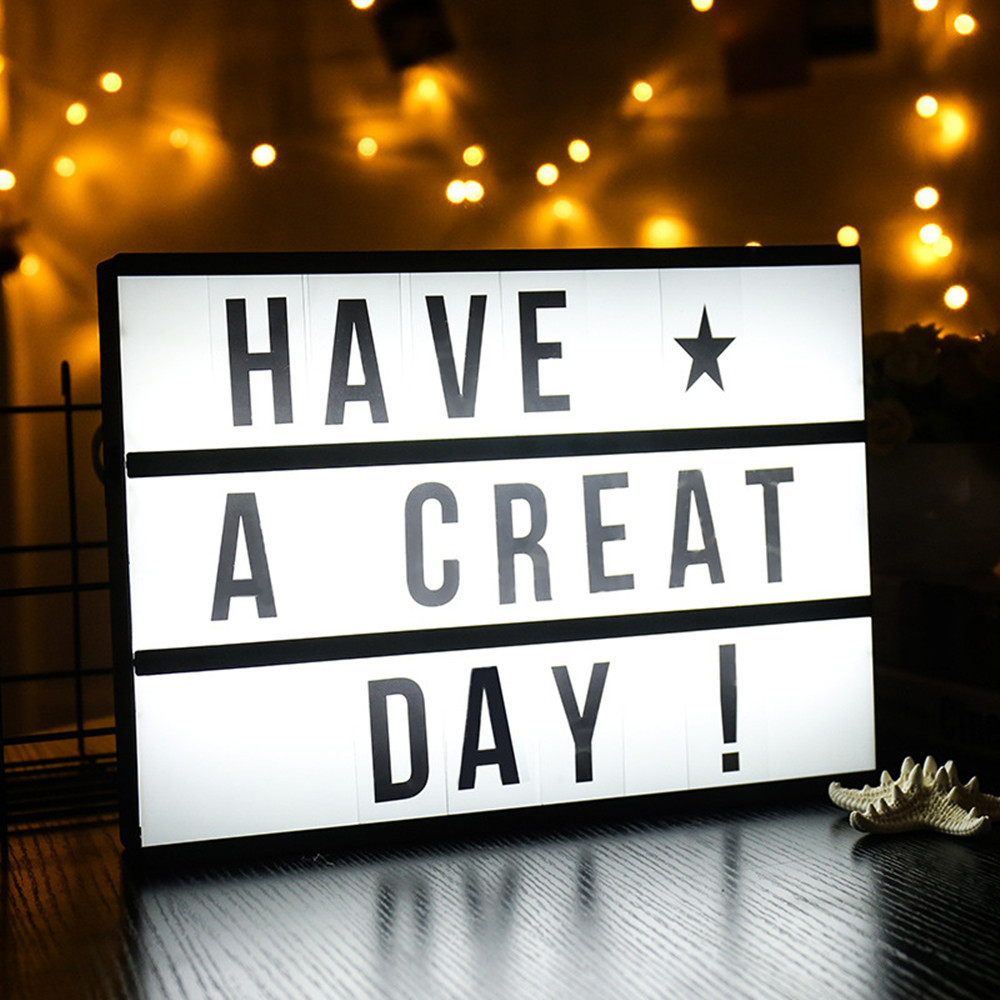 Home Decor Large Light Box with Letters and Characters, Wall Mounted or Tabletop, Battery or USB Powered, White