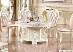 China dining room furniture wood round marble top dining table wholesale
