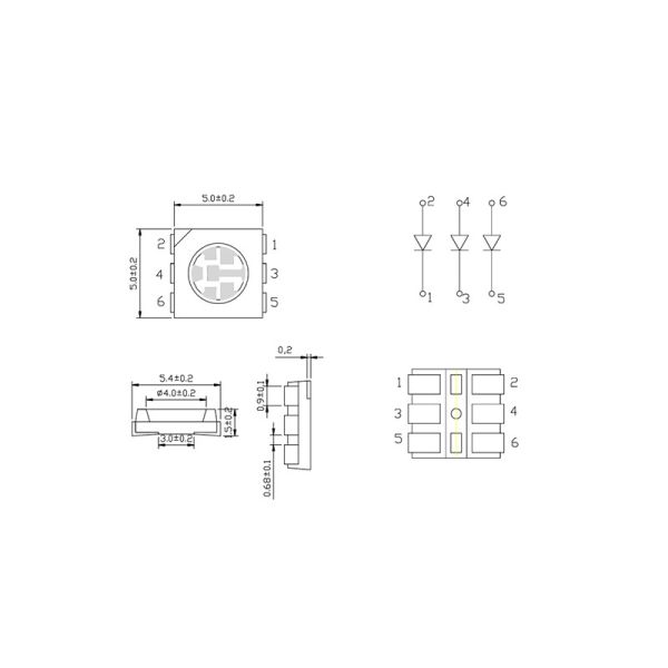 Environmentally Friendly SMD5050 LED Chip 2-4LM Orange Emitting Color